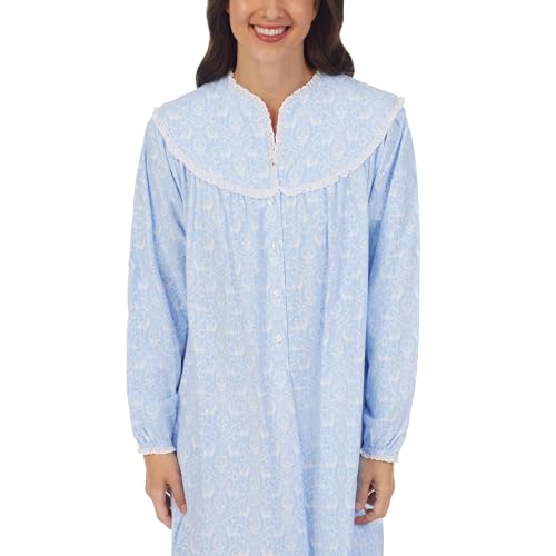 Sleepwear for Women Classic Long Sleeve Open Neck Soft Flannel Pajama Nightgown3