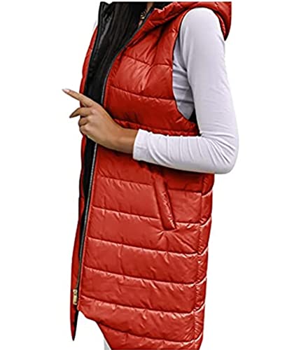 Doudoune à capuche pour femme - Veste d'hiver légère et fine - Manteau en duvet chaud sans manches avec poches - Veste matelassée pour femme - Long hiver - Voyage., 07, S Cover