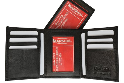 MARSHAL Stylish Leather Trifold Wallet for Men with Id Window