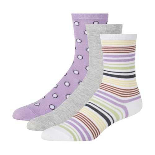 Ted Baker Women's 3 Pack Pattern Crew Dress Socks, White Traditional, OS