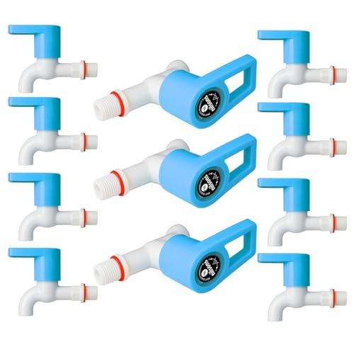 Image of 6 Pcs Bib Cock Tap Combo Pack | Prime Series Blue Plastic Water Tap for Bathroom, Kitchen, Garden | Heavy Duty, Leak-Proof, Wall Mount, Easy Installation | Multipurpose Faucet Set