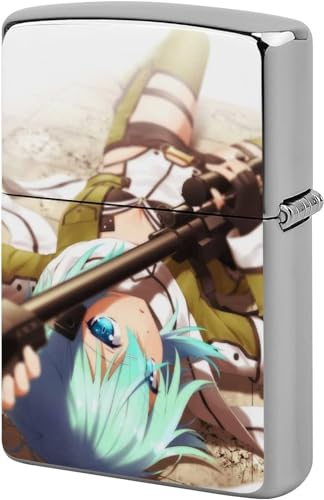 ライター ケース SAO シノン 喫煙具 個 外側 兼用カバー 互換があ 収納 防錆 性 金属材料 メタル 耐摩耗 耐衝撃 金属保護 護保護 頑丈 落下保護 交換可能 軽量 防汚 両面プリント 喫煙アクセサリー 飾り アニメ愛好者 コレクション おしゃれ