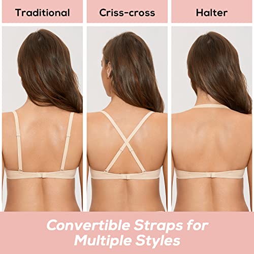 DOBREVA Women's Plunge Bra Deep V Sexy Underwire Low Cut Bras T Shirt Cleavage Lightly Padded3