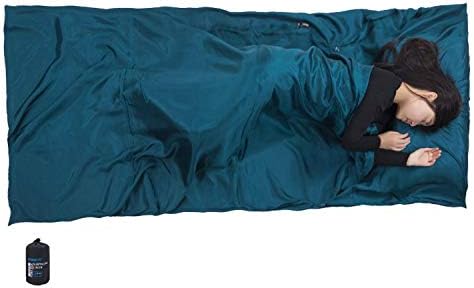 Browint Silk Sleeping Bag Liner, Silk Sleep Sheet, Sack, Extra Wide 87"x43", Lightweight Travel and Camping Sheet for Hotel, More Colors for Option, Reinforced Gussets, Pillow Pocket