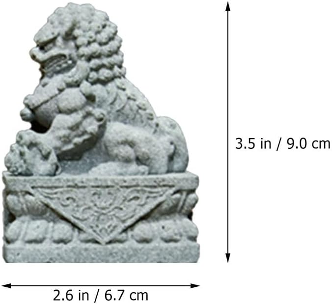 HOMSFOU Mini Lion Statue 3.54X2.63X1.61In Stone Lion Ornaments for Home Decor Lifelike Small Figurines for Desktop Bonsai and Office Decoration