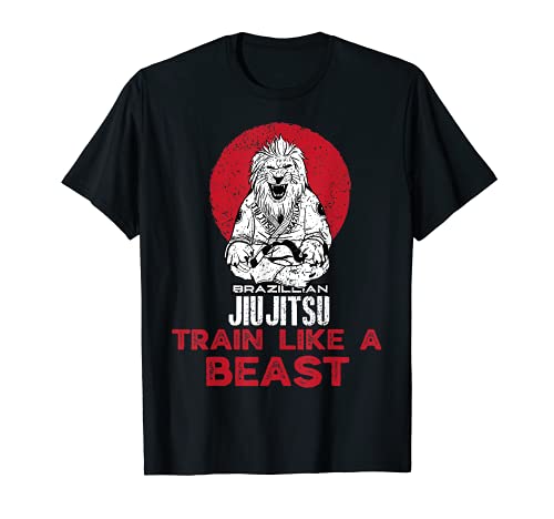 Vintage Brasileño Jiu Jitsu Lion Train Like A Beast Gifts Camiseta