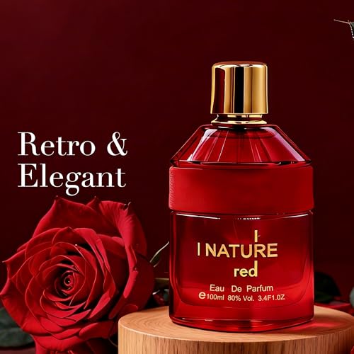 Image of Men's Eau de Parfum, Citrus Floral Men's Perfume with Musk & Cedarwood Base, Viva Las Vigas Rose Fragrance I nature Red