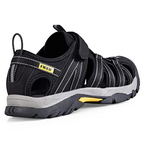 Fieeif Hiking Sandals For Men Closed Toe Comfortable Sports Breathable Slip Resistance Athletic Sandal Walking Summer Men's Outdoor Shoes Black Size 10.5 #TOP4