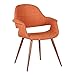 Armen Living Phoebe Dining Chair in Orange Fabric and Walnut Wood Finish