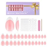 EBANKU 156 Pcs Kid False Nail Tips, Classic Pink French Press on Nails