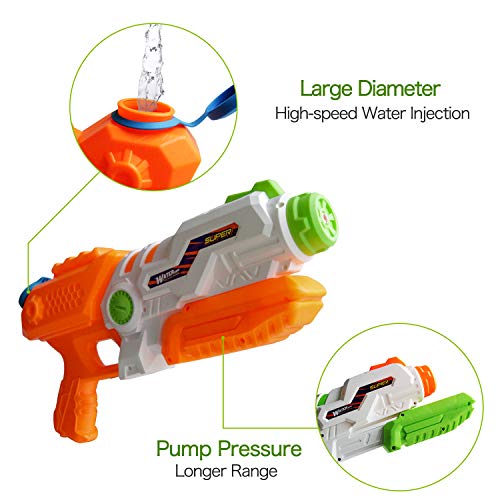 ToyerBee Water Gun, 2 Pack Squirt Guns for Kids, 1200CC High Capacity& 35 Feet Long Shooting Range Water Blasters, Water Toys for Kids& Adult