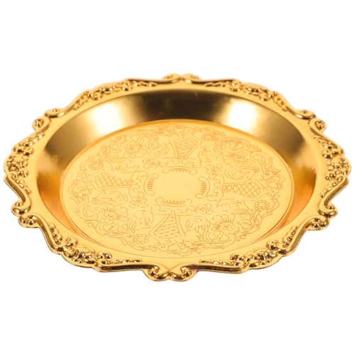 KJHBV Plato de Joyería de Hierro Dorado Práctico y Decorativo para Escritorio, Diseño Europeo Vintage, Adecuado para Decoración del Hogar y Almacenamiento de Anillos