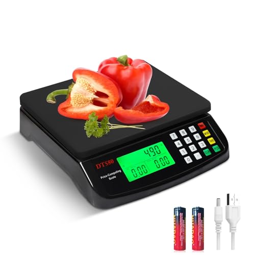 Báscula de Cocina Digital 40kg Grande Balanza Electrónica Precision 1g con Tara Bascula Alimentos Profesional con Pantalla LCD y PCS contando para joyería Café Peso De Cocina(Black,40kg/1g)