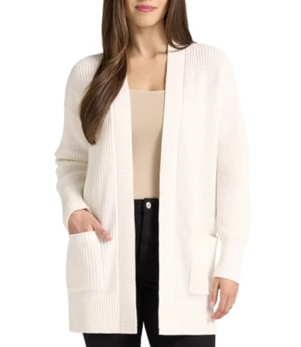 Max and Mia Women's Open Front Long Sleeve Combed Cotton Cardigan Sweater with Pockets