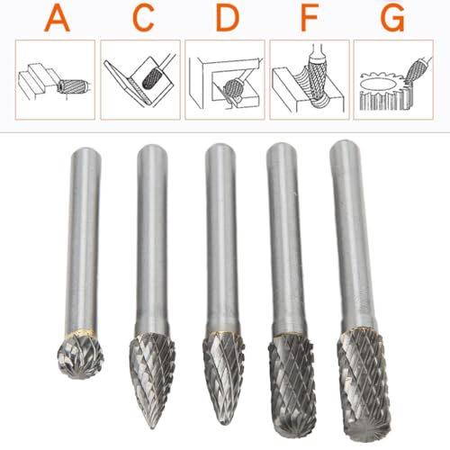 Set de 5 fresas de carburo de doble corte 1/4 pulg miniatura 5