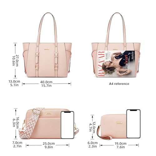 Image of Women Fashion Synthetic Leather Handbags Tote Bag Shoulder Bag Top Handle Satchel Purse Set