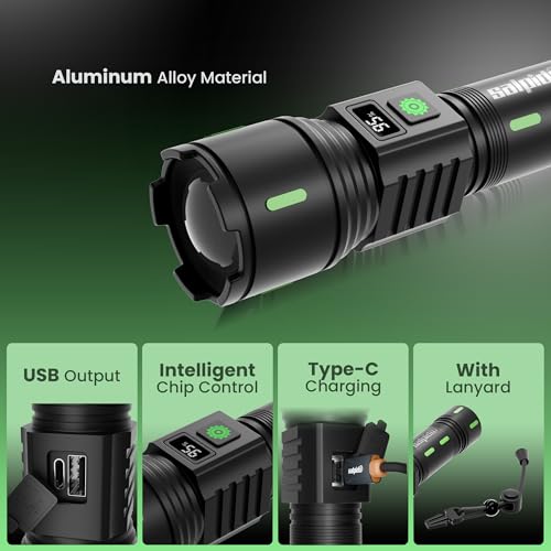 Image of Vortex FL-05 LED Torch Light with High Beam Zoom, Long Distance Flashlight with Rechargeable Battery, Waterproof & Durable for Camping, Travel & Home Emergency, Cable Included