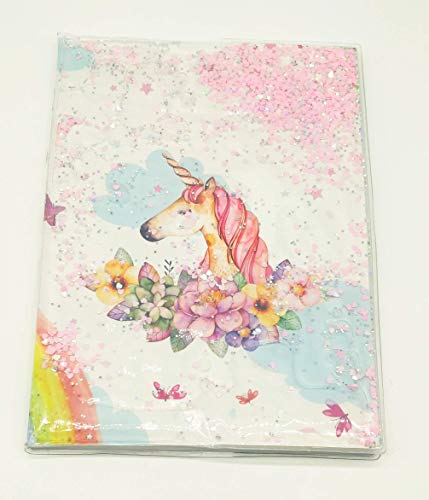 GJSHOP Animal Print Beautiful Unicorn/Flamingo Water Cover Notebook Diary/Water Filled Diary with Giltter Set of 1