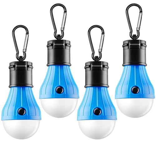 FLY2SKY Tent Lamp Portable LED Tent Lights Blue 4 Packs Hook...