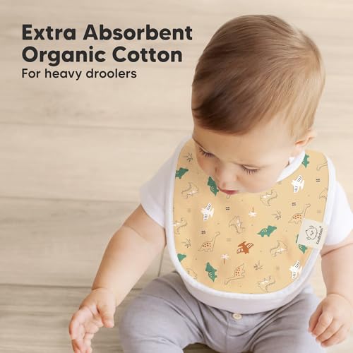 Image of 8-Pack Organic Baby Bibs for Boys, Girls - Soft Cotton Drooling and Teething Bibs for Baby Girl & Boy, Extra Absorbent, Easy to Clean & Put On for Toddler, Newborn, Infant 0-24 Months (Mesozoic)
