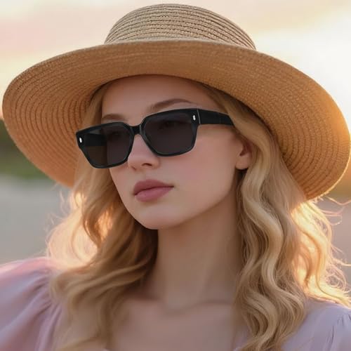 Image of Men's Polarized Sunglasses, Square Rubber Frame Carbon Fiber Temple Fishing Driving Sun Glasses UV Protection RFS8205