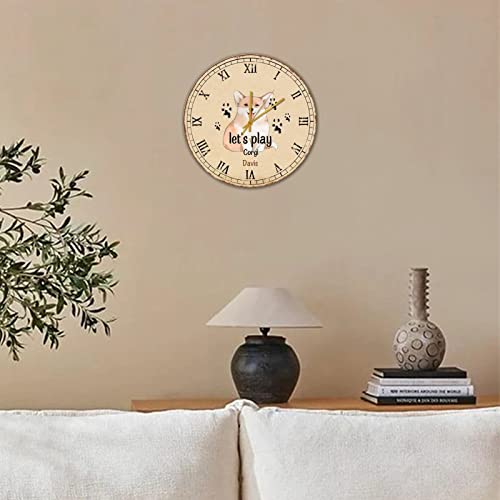 Horloge murale rustique corgi en bois de qualité avec quartz