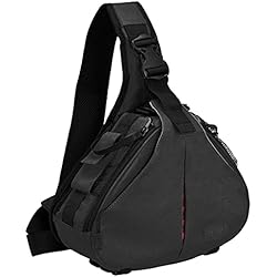 CADeN Bolsa Bandolera Camara Reflex - Estilo de diseño Triangular único con Cubierta contra la Lluvia Puede acomodar 1 cámara 3 Lentes 1 trípode y Otros Accesorios fotográficas para Canon Nikon Sony