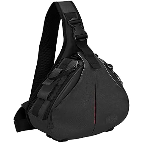CADeN Kameratasche,Camera Sling Crossbag Fototasche Kamera Umhängetasche Kompatibel mit Canon Nikon Sony DSLR/SLR Objektiv Stativ(Schwarz) Cover