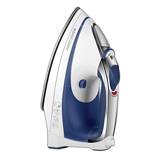 Black+Decker Advantage Steam Iron, Nonstick Stainless Steel Clothing Iron, White/Blue, IR1070SC