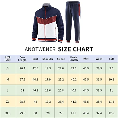 Anotwener Track Sweat Suits For Men Set Sweatsuits 2 Piece Sets Warm Up Tracksuit Jogging Suit Joggers Two Piece Outfits Jacket And Pants Sport Running Clothing Navy Blue 085-L #TOP5