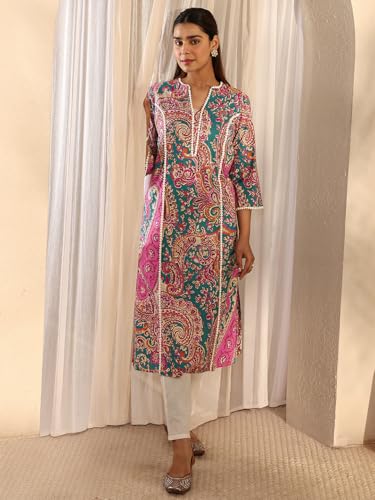 Image of Libas Printed Cotton Straight Kurta Suit