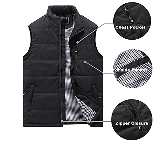 Heihuohua Men's Warm Puffer Vest Outdoor Lightweight Padded Thick, Black, X-Large #TOP5