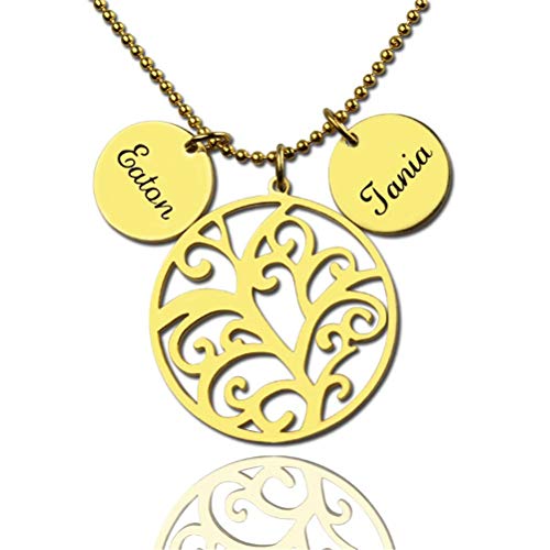 Preisvergleich Produktbild Interesting You Personalisierte Namenskette 925 Sterling Silber Halskette Stammbaum Anhänger(vergoldeter Sockel 22)