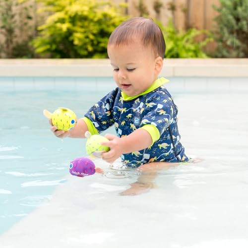 Splash About Mini Neoprene Pufferfish Pool Balls - Pack of 3, Green, Yellow, Purple, 26 cm (W) x 21 cm (L) x 2 cm (H) - Image 2