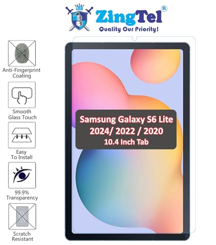 Image of Screen Guard Designed For Samsung Galaxy S6 Lite 10.4 inch (2024 /2022 /2020) Nano Fiber Tempered Glass Screen Protector Flexible, HammerProof & Shatterproof