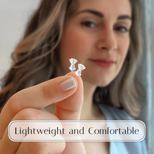 Medical Grade Plastic Earrings, Hypoallergenic Nickel Free Earrings for Women, Plastic Earrings for Sensitive Ears, Hypoallergenic Earrings Studs, Clear Medical Grade Cubic Zirconia Earrings4