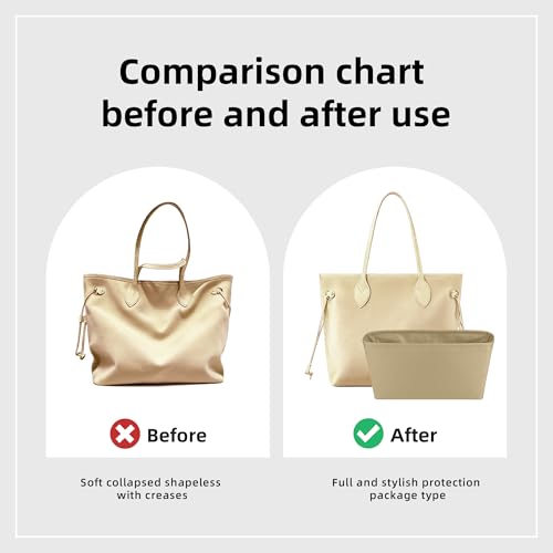 Image of DGAZ Purse Organizer Insert Fits Neverfullbag Mini /PM /MM /GM,Silk Bag Organizer,Luxury Handbag & Tote Shaper(MM, S2 trench)