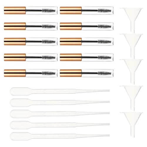 POPETPOP Kit de 20 Tubos Vacíos para Rímel con Varita y Embudo Pequeño Plástico Seguro y Compacto Contenedor para Pestañas y Aceite Adecuado para Maquillaje y Viajes