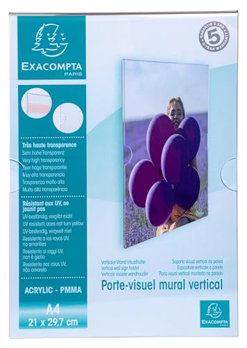 Porte-visuel mural A4 vertical Exacompta en PMMA cristal pour protéger et ranger vos affiches