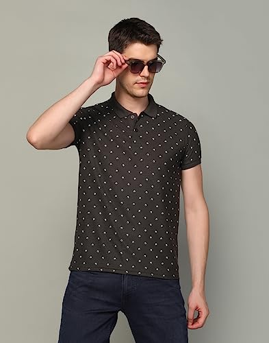 Image of INKKR Men's Printed Polo Neck Half Sleeve Multicolor T-Shirt