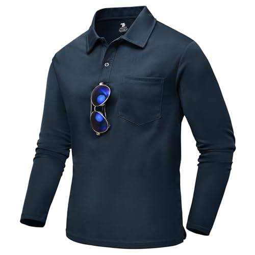 Camiseta Polo para Hombre de Manga Larga con Bolsillo, Secado Rápido, Ligera y con Cuello miniatura 1