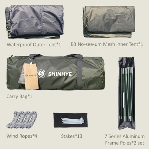 Image of ShinHye Backpacking Tent 2 /3 /4 Person - Ultralight Dome Portable Tents for Camping Easy Set Up, Outdoor Hiking Waterproof Camp Instant Tent Two Doors Double Layer