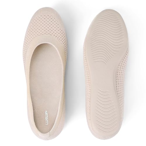 LUSWIN Women's Minimalist Ballet Flats,Beige EU42 - image 6