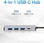Amazon Basics USB 3.2/3.1 Gen 2 Hub Dock, 10Gbps, USB-C to 1xUSB-C / 3xUSB-A Works with Windows/Mac