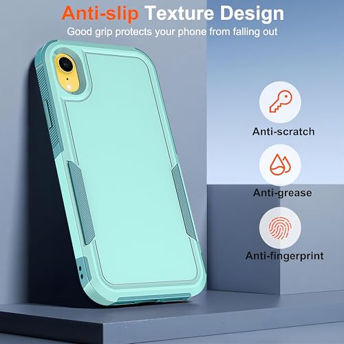 Coque iPhone XR antichoc vert menthe solide antidérapante - 4