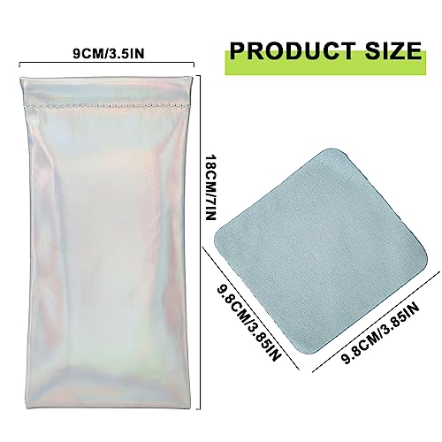 Image of LUTER 4 Pcs Soft Glasses Cases, 7x3.5 Inch PU Leather Reading Eye Glasses Pouch Case with 4 Cleaning Cloth Portable Small Slim Sunglasses Pouch Squeeze Top for Women Men Adults Kids (Multiple Colors)