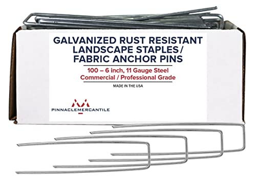 Pinnacle Mercantile Garden Stakes 6 Inch 11 Gauge Galvanized Steel Landscape Staples, Heavy Duty...