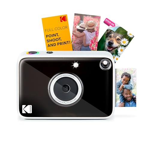 Kodak Printomatic+ Cámara Digital Instantánea 10MP con LED RGB, Imprime Fotos a Color en Papel Zink 2x3” – Negra