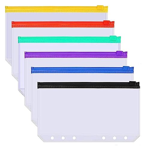 , A4-Ordner, Dokumente, Portfolio-Ordner, Ordnertaschen, Ordner for lose Blätter, durchsichtige Reißverschluss-Ordner for 6-Ring-Notizbücher, Ordnertasche, Dokumentablagetaschen, Aktenordner (Farbe: 6