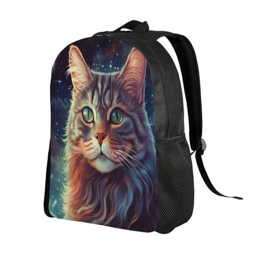 Lightweight Backpack Feline Galaxy Portrait 16Inch Waterproof Backpack Gym Casual Daypack for Women Men Gift2